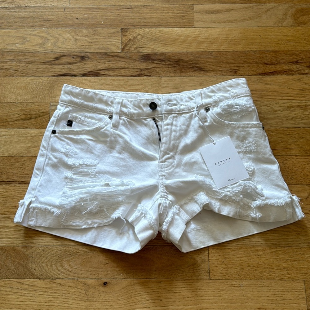 KanCan White cuffed Jean Shorts Mid Rise XS